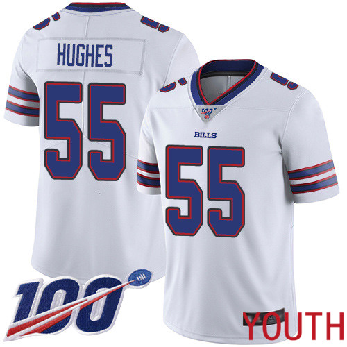 Youth Buffalo Bills #55 Jerry Hughes White Vapor Untouchable Limited Player 100th Season NFL Jersey
